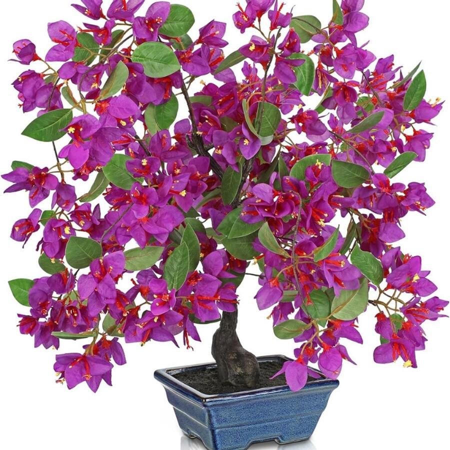 BOG Bougainvillea Kunstbloemen In Keramische Pot 47 Cm Kunstplanten Als Echt In Pot Decoratieve Planten Voor Tafel Plank Woonkamerdecoratie Slaapkamer