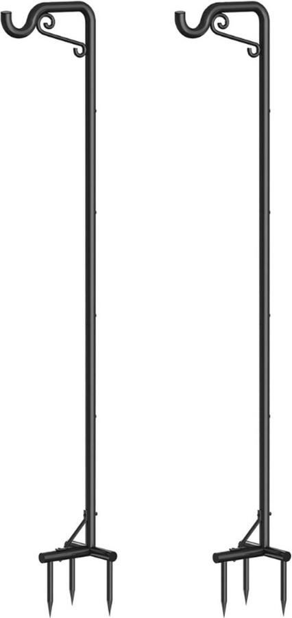 BOG Buiten Herdershaken 2 Stuks 228 Cm Verstelbare Herdersstaf Lantaarnstok Voor Plantenmanden Solar Lampen En Bruiloften Zwart