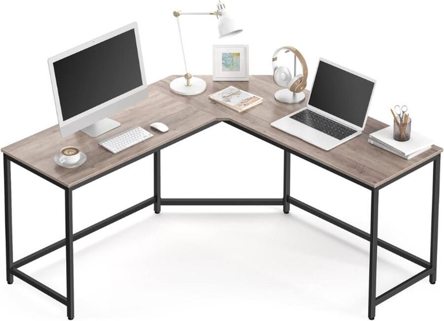 BOG Bureau Hoekbureau Voor Studeerkamer 149 x 149 Cm Industrieel Ontwerp Grijs-Zwart