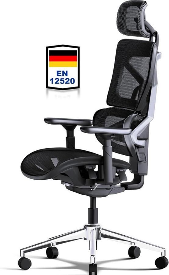 BOG Bureaustoel 200 kg Draagvermogen Ergonomische Testwinnaar Zelfinstellende Lendensteun 2.0 3D Hoofdkussen 7-Voudig Verstelbare Rugleuning 4D Armleuningen Comfortabele KantoorstoeL Met Lineair Mechanisme