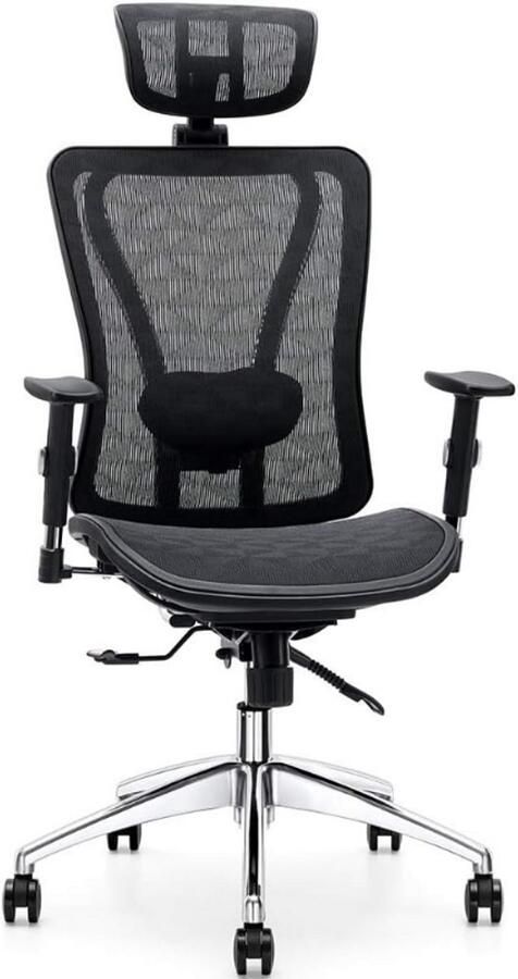 BOG Bureaustoel Computerstoel Met Ergonomisch Verstelbare Lendensteun Draaibare Bureaustoel Met Verstelbare Armleuning En Hoofdsteun EN1335-Gecertificeerd Belastbaar Tot 150 Kg