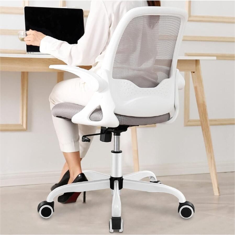 BOG Bureaustoel Ergonomische Bureaustoel Ademende Mesh Computerstoel Comfortabele Draaibare Taakstoel Met Opklapbare Armleuningen En Verstelbare Hoogte