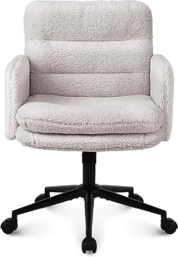 BOG Bureaustoel Imitatie Kasjmier Office Chair Comfortabele Make-up Stoel met Verstelbare Hoogte Ergonomic Chair Bureaustoelen voor Thuis en Slaapkamer Creme