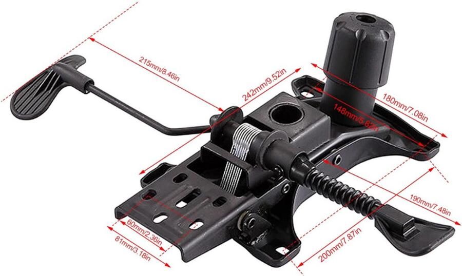BOG Bureaustoel Kantelmechanisme Draaiplaat Voor Bureaustoelen Metalen Zitmechanisme Basisplaat Vervanging Kantel En Vergrendel Hendel Vloerplaat Mechanisme (B)