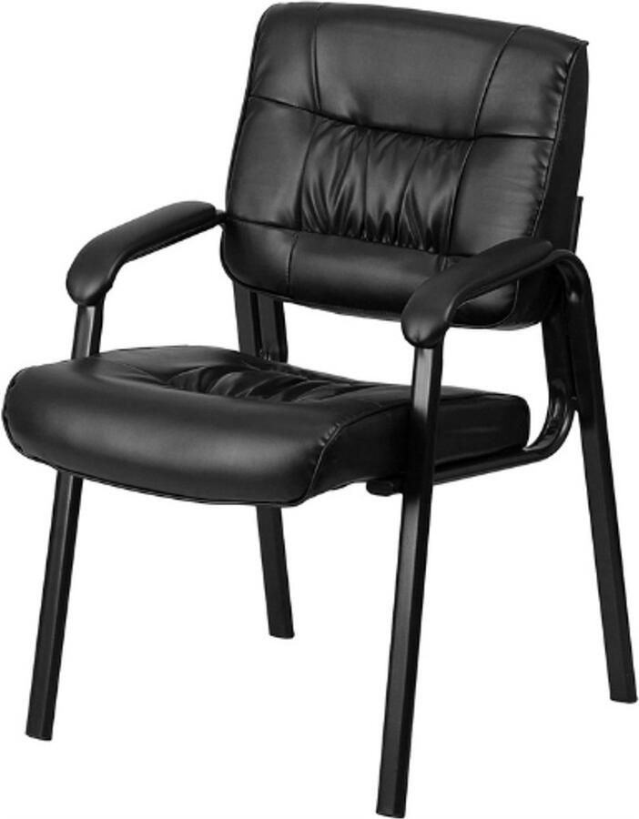 PEAM Bureaustoel Met Middelhoge Rugleuning Gevoerde Armleuningen LeatherSoft Bekleding Ergonomische Kantoorstoel Bruin Zwart Ideaal Voor Thuiswerkplek Of Kantoor