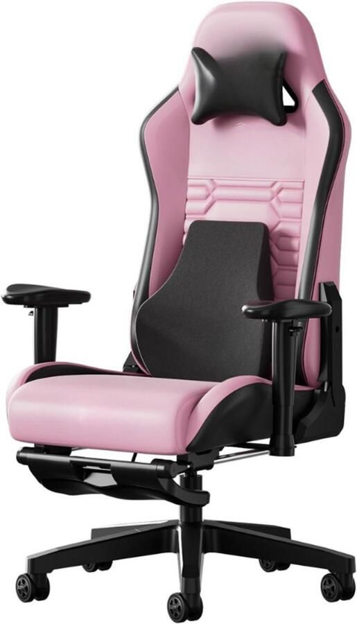 BOG C3 Gamingstoel In Racestijl Ergonomische Bureaustoel Met Verstelbare Rugleuning En Lendensteun Sterk PU-Leer Makkelijk Te Reinigen Roze