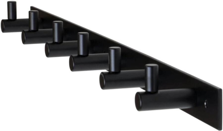 BOG Design Wandkapstok Roestvrij Staal – Zwart Mat – Kapstok Met 6 Haken – Vintage Wandhaak Voor Hal – Keuken – Badkamer – Inclusief Bevestigingsschroeven – Antiek Stijl – 1 Stuk