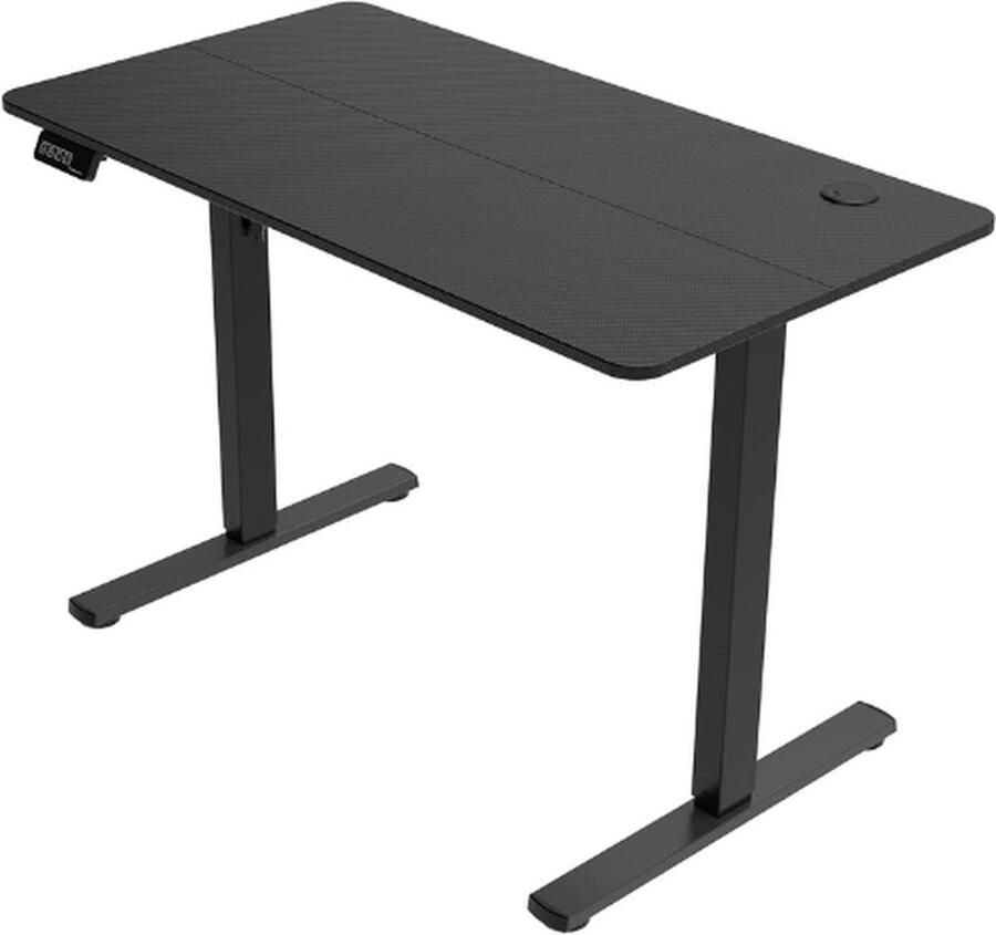 BOG Elektrisch In Hoogte Verstelbaar Bureau 73-118Cm Ergonomisch Oppervlak Van Carbonvezel Metalen Frame Koptelefoonhouder En Kabelbeheer Verstelbaar Bureau 110X60Cm Zwart