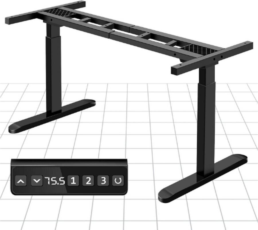 BOG Elektrisch Verstelbaar Bureau Frame – In Hoogte Verstelbare Tafelpoten – 2 Krachtige Motoren – 3 Geheugenstanden – Soft Start Stop – Zwart