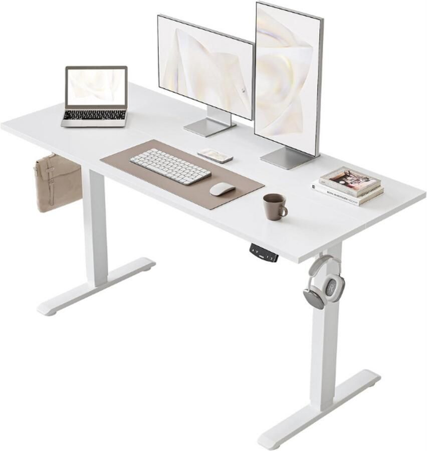 BOG Elektrisch Zit Stabureau In Hoogte Verstelbaar Statafel 120 X 60 Cm Bedieningspaneel Met Geheugenfuncties En Anti Botsingssysteem Wit