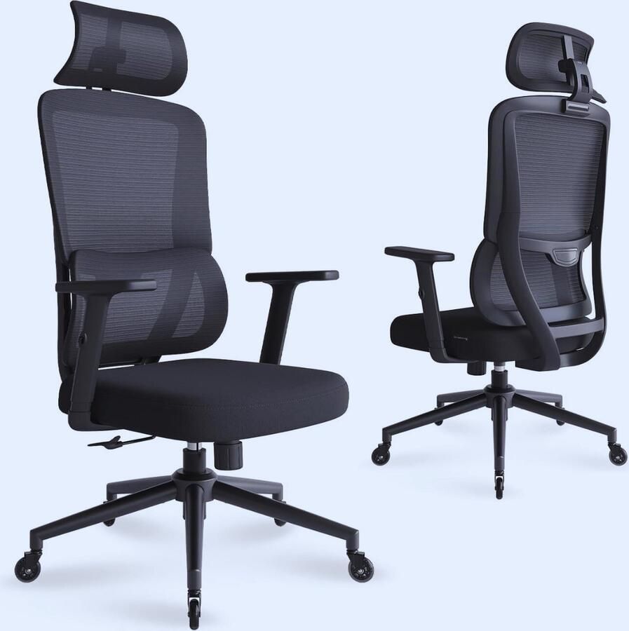 PEAM Ergonomische Bureaustoel Met Automatische Lendensteun & Verstelbare Hoofdsteun – Comfort & Support Voor Thuis & Kantoor