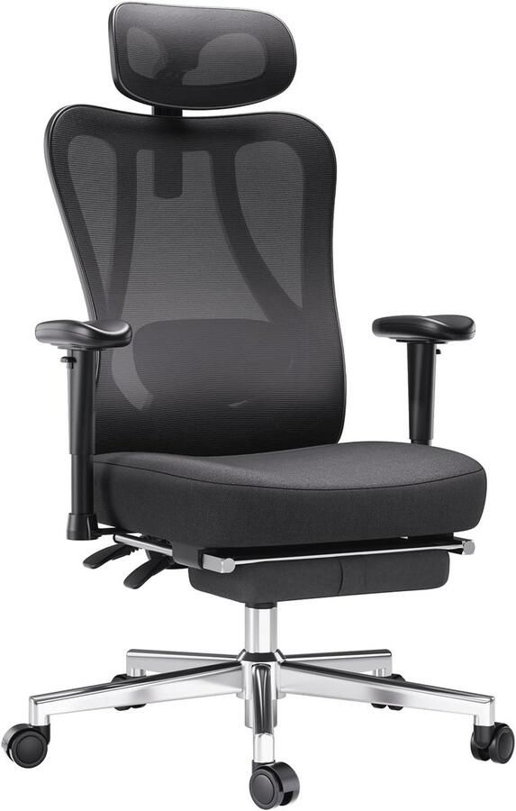 BOG Ergonomische Draaibare Bureaustoel Met Verstelbare Lendensteun Hoofdsteun En Kantelfunctie – Comfortabel En Ondersteunend Met Voetensteun