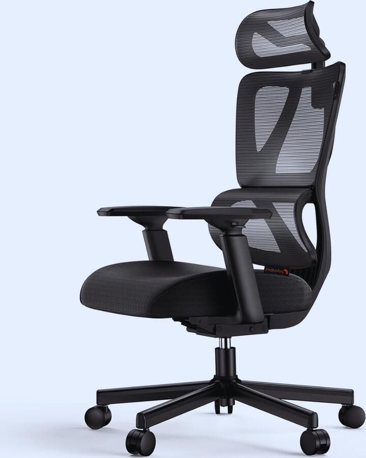 BOG Ergonomische Bureaustoel Met Hoge Rug En Lumbale Ondersteuning Volledig Gaas Verstelbare 3D-Armleningen En Hoofdsteun Draaibaar En Geschikt Voor 150 KG Ideaal Voor Thuiskantoor En Gaming