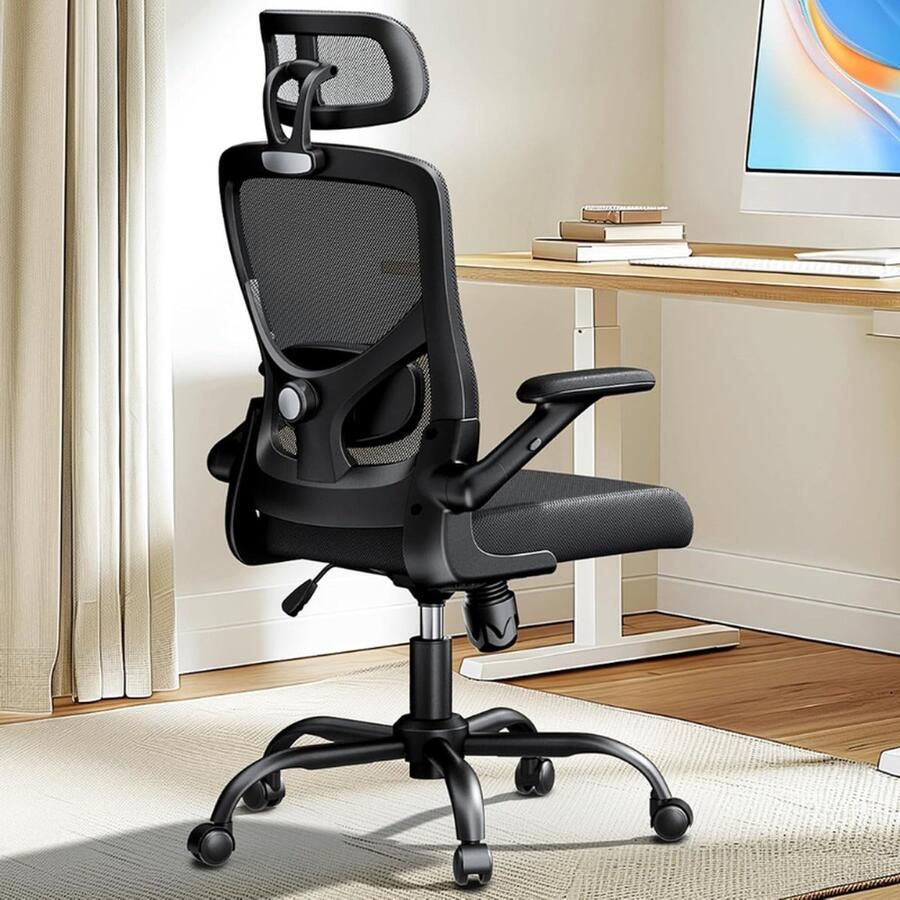 BOG Ergonomische Bureaustoel Met Verstelbare Lendensteun Hoofdsteun en Armleuning Hoogteverstelling en Kantelfunctie