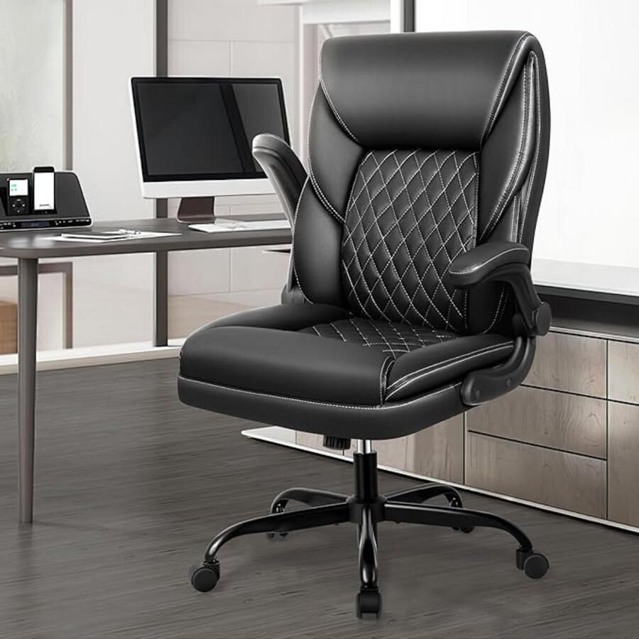 BOG Ergonomische Bureaustoel Van Kunstleer – Luxe Directiestoel Met Kantelfunctie En Verstelbare Hoogte – Zwart – Draagkracht Tot 150 Kg