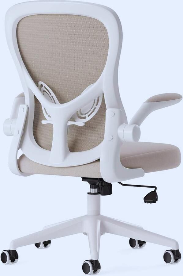 PEAM Ergonomische Grote Bureaustoel Managerstoel Verstelbare Hoge Rug Flip-armleuningen Lendensteun Draaisteun Met Rocker (Mat Zwart)