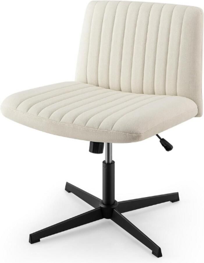 BOG Ergonomische Kleermakersstoel Beige In Hoogte Verstelbare Bureaustoel Zonder Armleuningen Draaistoel Met Brede Zitting En Kruisvoet Modern Design Met Kantelfunctie