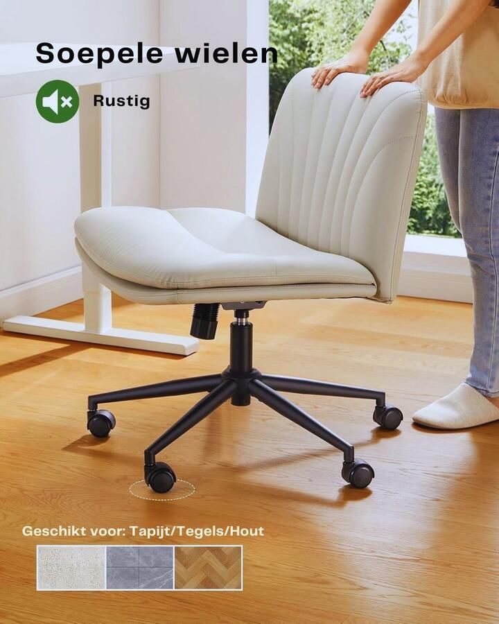 BOG Ergonomische Lederen Bureaustoel Verstelbaar & Stijlvol Voor Thuis & Kantoor Beige