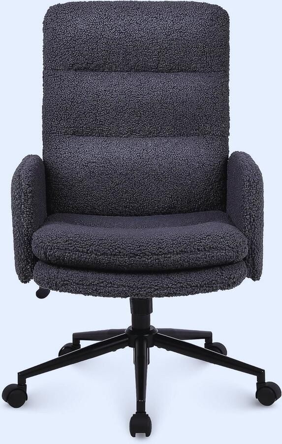 PEAM Ergonomische Make-uptafelstoel Met Hoge Rugleuning Draaibaar En Verstelbare Hoogte Donkergrijs Bureaustoel Voor Optimaal Comfort