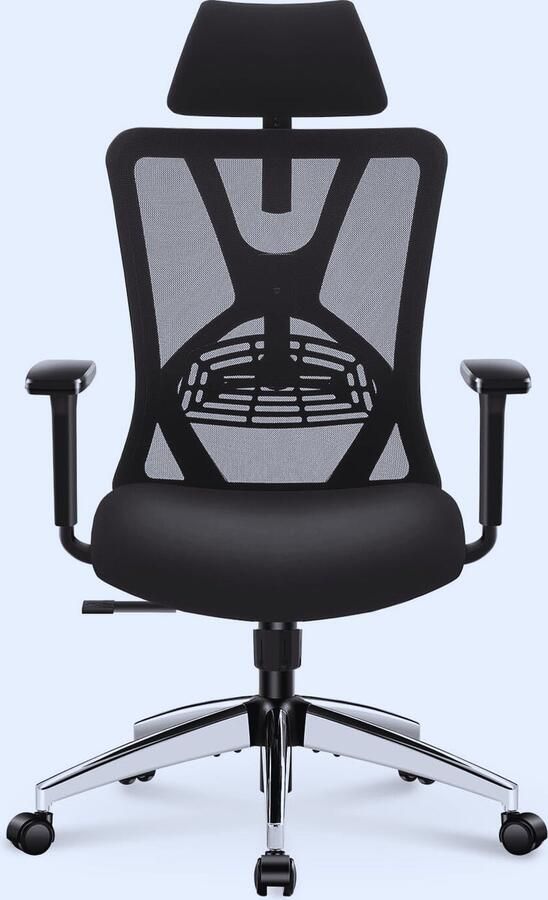 PEAM Ergonomische Mesh Bureaustoel Verstelbare Comfort met Hoge Rug Lendensteun & 3D Armleuningen