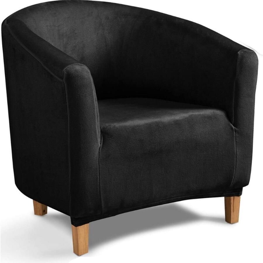 BOG Fleece Stoelhoes Voor Tub Chair Zachte Fluwelen Stoelbekleding Moderne Meubelbeschermer Voor Fauteuil En Kuipstoel Zwart