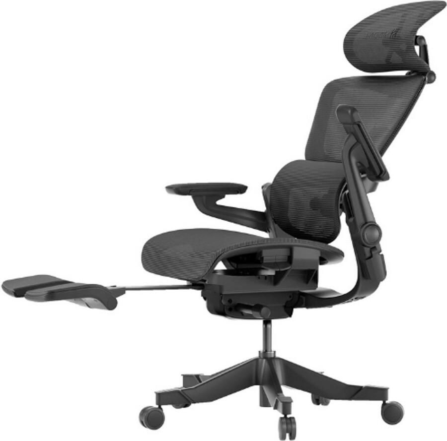 PEAM H1 Pro V2 Ergonomische Bureaustoel Met Hoge Rug 3D Lendensteun Ingebouwde Beensteun Opvouwbaar Ontwerp Opklapbare Armleuningen Thuiswerk En Gamingstoel Zwart