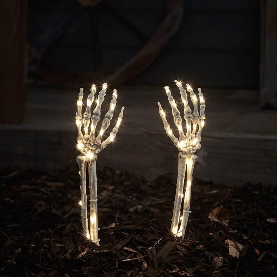 BOG Halloween Skelet Hand Lampen Set Van 2 46 cm Tuin Stake Lights Batterij Werkt Buiten Halloween Decoratie IP44 Waterdicht