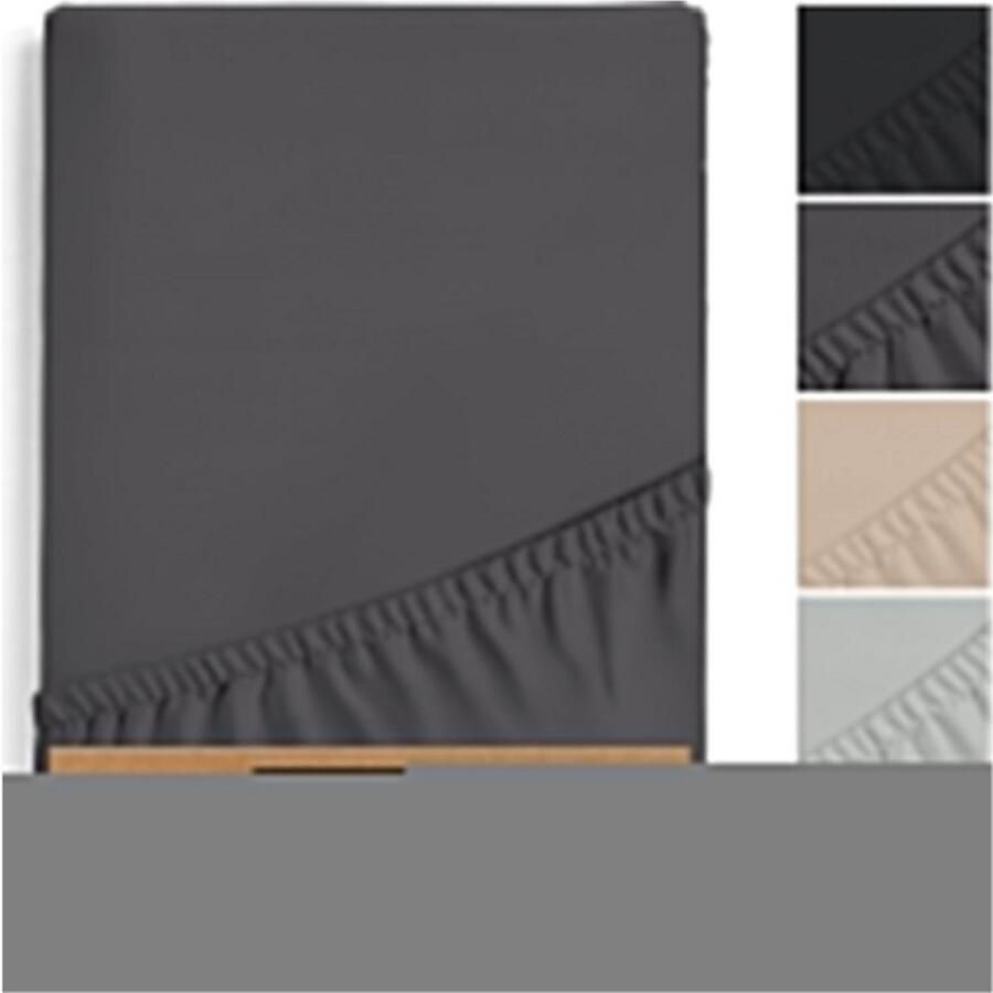 BOG Hoeslaken Premium Boxspring 180x200 Tot 200x200 100% Katoen Jersey Oeko-Tex Gecertificeerd Geschikt Voor Matrassen Tot 40 Cm Hoog Antraciet-Zwart Zacht Ademend En Strijkvrij