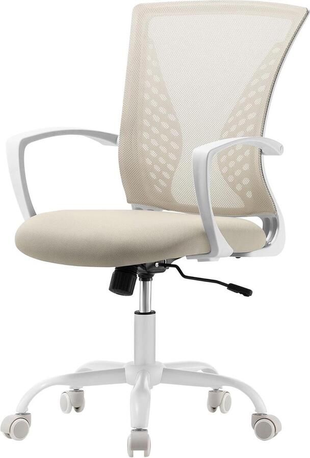 BOG Hoogte verstelbare bureaustoel met netbespanning ergonomische computerstoel met kantelfunctie ademende kantoor draaistoel tot 120 kg belastbaar cappuccino-beige