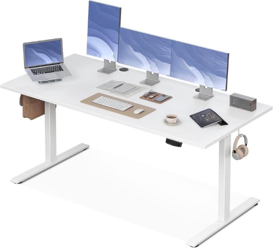 BOG‎ ‎ In Hoogte Verstelbaar Bureau 180 cm Elektrisch Bureau Ergonomisch Bureau Met Geheugenfunctie Hoogte Verstelbaar Gaming Bureau Modern Computerbureau Voor Thuis Wit