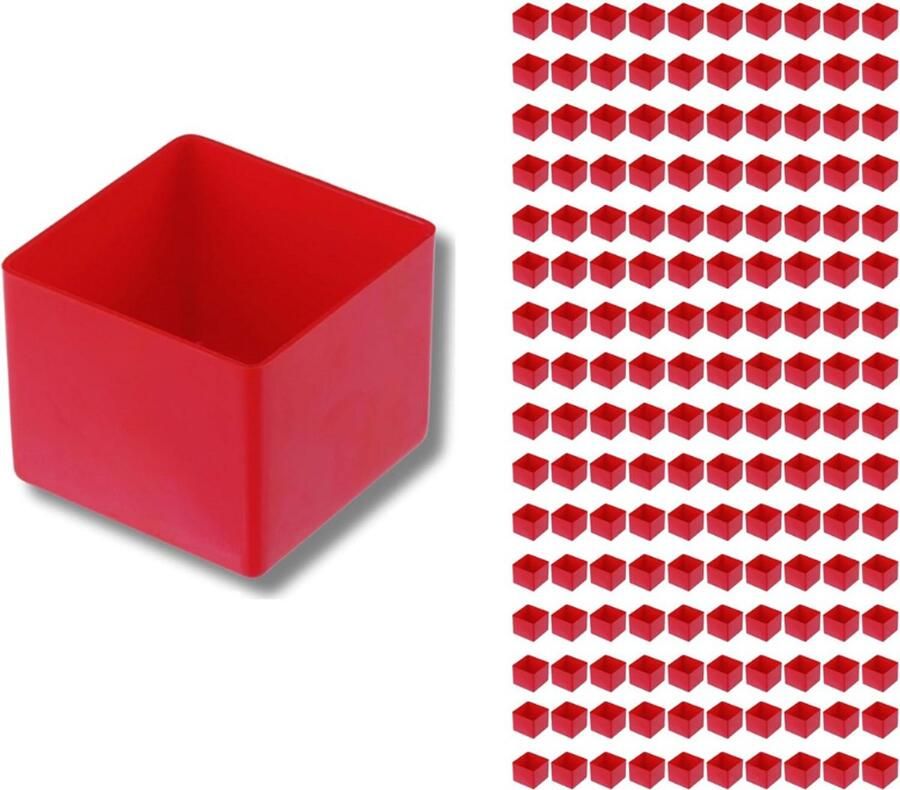 BOG Inzetboxen Set 160 Stuks 54x54x45mm Rood Voor Assortimentdozen Lades Kasten Kleine Onderdelen Organizer