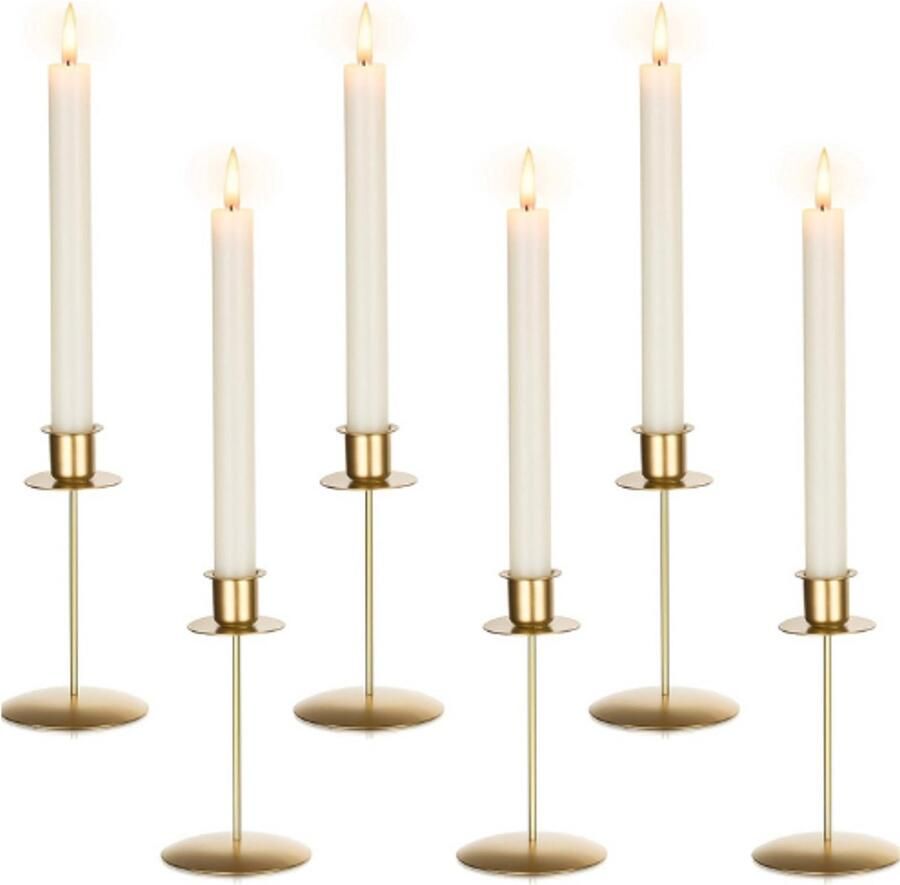 BOG Kandelaar Kaarsenstandaard Staafkaarsen Goud Set Van 6 Kaarsenhouders Metaal Vintage Moderne Decoratie Voor Bruiloft Tafel Kerstmis Tafeldecoratie Woonkamer Adventskrans