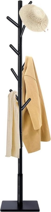 BOG Kapstok Van Massief Hout Boomvorm 8 Haken 180cm Wit Verstelbare Hoogte Antislip Pad Jassenstandaard Voor Entree Woonkamer 1-Pak