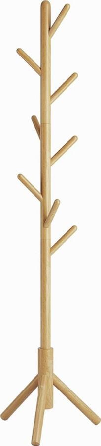 BOG Kapstok Van Massief Hout Boomvorm 8 Haken Vrijstaande Kledingstandaard Voor Jassen Hoeden Tassen Entree Hal Houtkleur