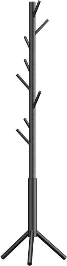 BOG Kapstok Vrijstaand Houten Kapstok Met 8 Haken Verstelbare Halboom Voor Entree Woonkamer Hal Slaapkamer Kapstok Voor Hoeden Handtassen Kleding Portemonnee Paraplu Zwart