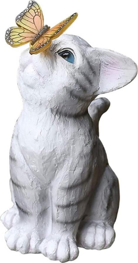 BOG Katten Zonnelamp LED 26x16cm Kat Warm Wit Incl Batterij Tuinlamp Lantaarn Solar Lamp Solar Lantaarn Kitten Dier [Energieklasse G]