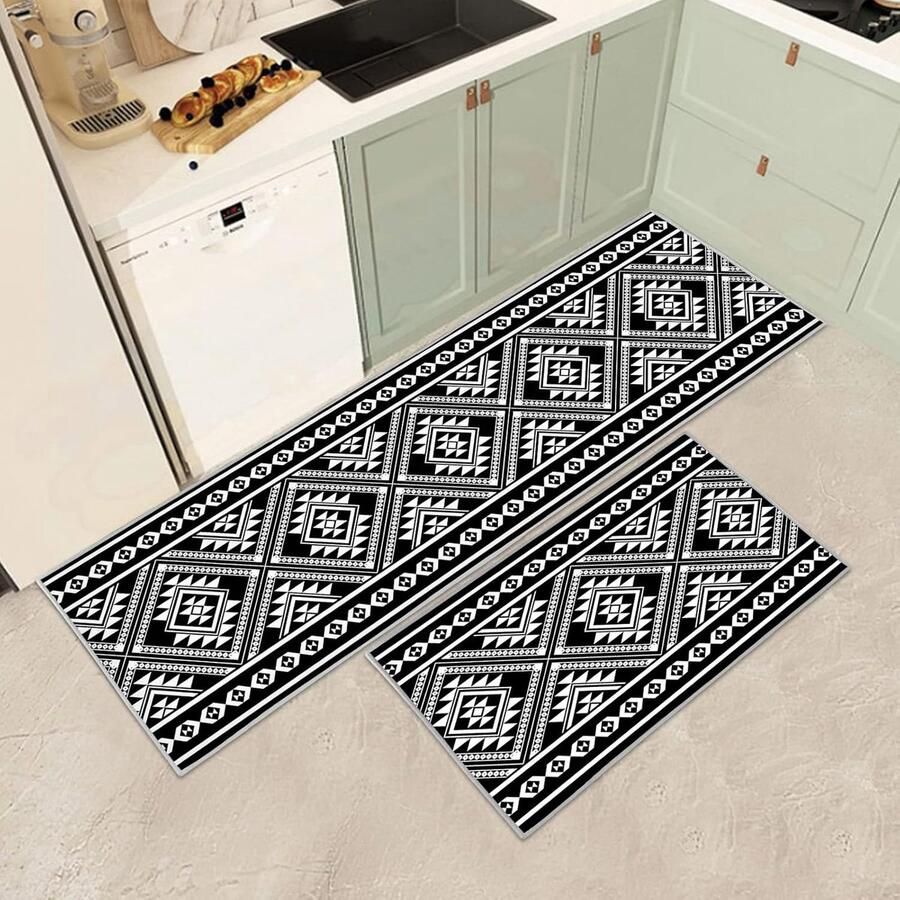 BOG Keukenmat Set Van 2 – Antislip & Wasbaar – Comfortabele Anti-Vermoeidheidsmatten – 150x43 Cm – Perfect Voor Keuken Kantoor Of Staand Bureau