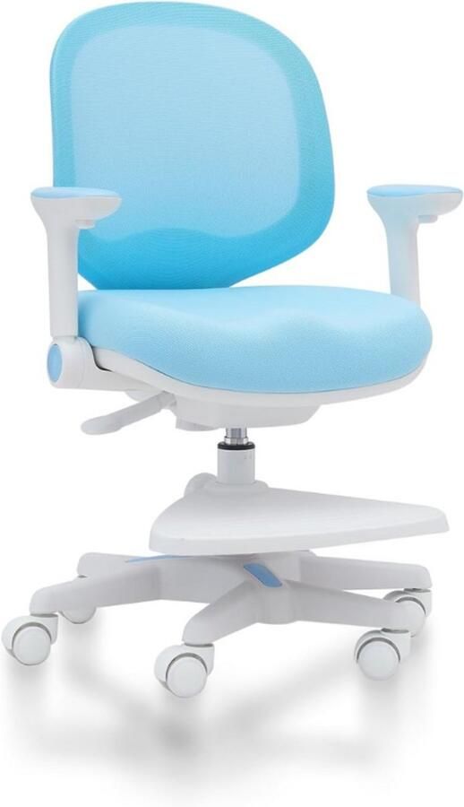 BOG Kinder Bureaustoel Ergonomisch In Hoogte Verstelbare Draaistoel Met Afneembare Voetsteun En Zwaartekrachtwielen Voor Thuis En Studiekamer Blauw
