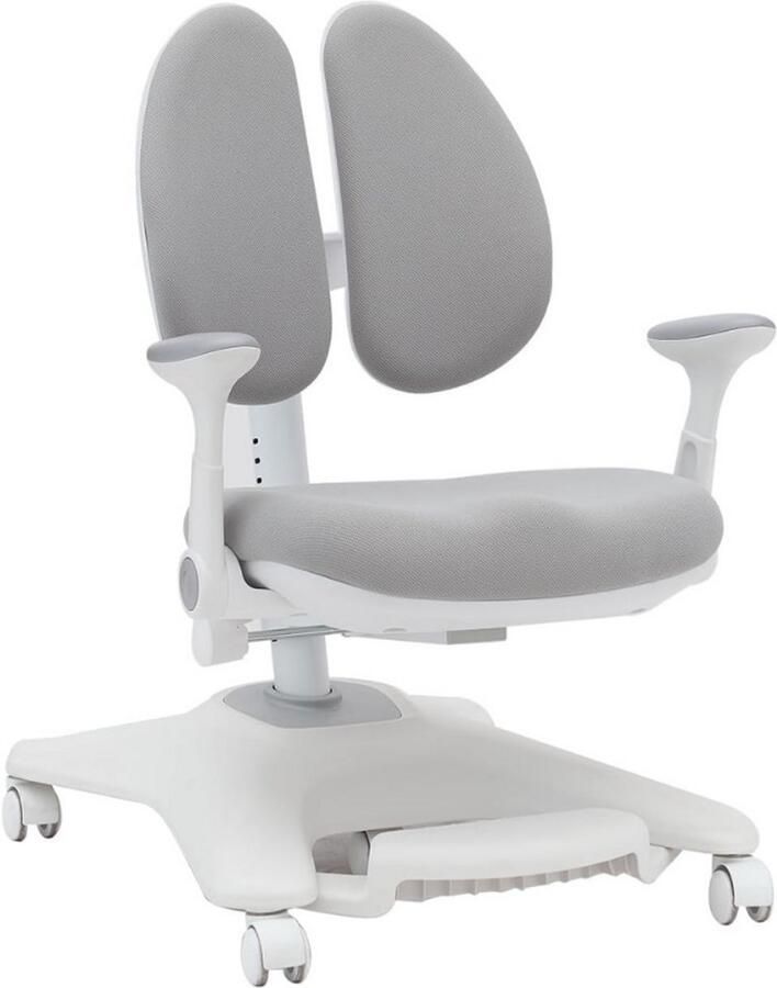 BOG Kinder Bureaustoel Ergonomische Draaistoel Verstelbare Armleuningen In Hoogte Verstelbaar Met Voetensteun Grijs Voor Thuis Kantoor En Werkkamer