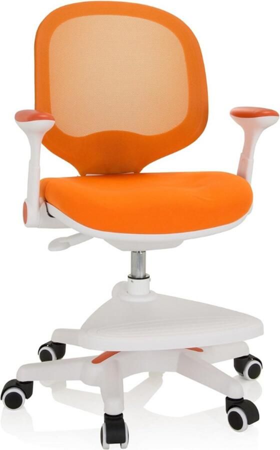 BOG Kinder Bureaustoel Ergonomische Hoge Stoel Stoffen En Mesh Bekleding Draaistoel Voor Kinderen Verstelbare Kinderstoel Oranje