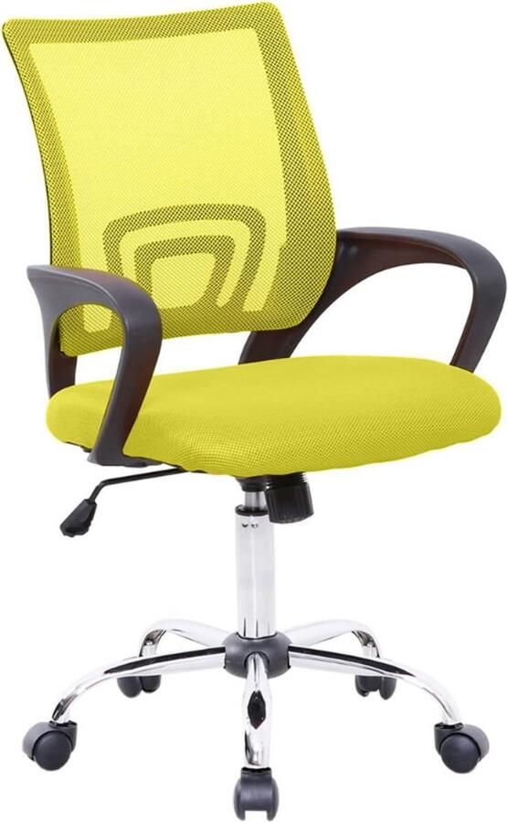 BOG Kinderbureaustoel Ergonomisch – Gele Draaistoel Met Netbekleding – In Hoogte Verstelbaar – Comfortabele Bureau Stoel Voor Kinderen