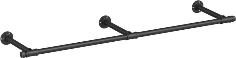 BOG Kledingstang Voor Aan De Muur Wandgarderobe Industrieel Design Zwart Ruimtebesparend 30.4x170x7cm 68kg Draagvermogen Eenvoudige Montage Voor Kleine Ruimtes