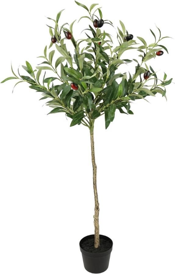BOG Kunst Olijfboom Op Stam Met Zwarte Vruchten 80 Cm Mediterrane Kunstplant Toscaanse Kunstboom Voor Woonkamer Hal Tafel Zuid-Europese Decoratieboom Zoals Echt