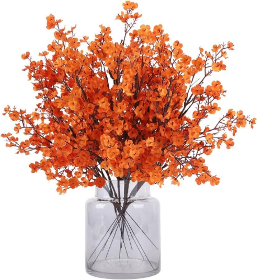 BOG Kunstbloemen Gypsophila Herfstbloemen Voelen Echt Aan Namaakbloemen Voor Doe-Het-Zelf Bruiloft Boeket Tafel Centerpiece Bloemstukken Herfstdecoratie 12 Stuks Oranje