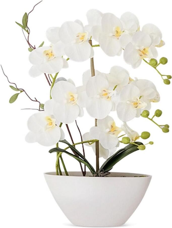 BOG Kunstorchidee In Pot 45 Cm Hoog Realistische Kunstbloem Woondecoratie Voor Tafels Vensterbank Woonkamer Sierbloem In Sierpot Kunstplant Orchidee