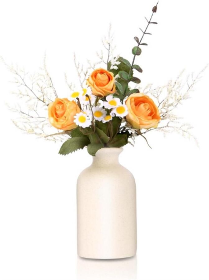 BOG Kunstplanten met Vaas Hortensia Boeket in Vaas Bloemen Decoratie voor Tafel Woonkamer Slaapkamer Bruiloft Thuis Cadeau