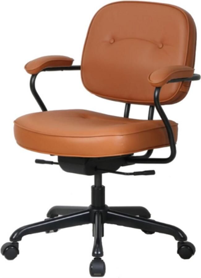 BOG L3D Mid Century Bureaustoel Bruine Draaibare Bureaustoel Vrije Taakstoel Met Armen En Wielen Thuiswerk En Kantoorstoel