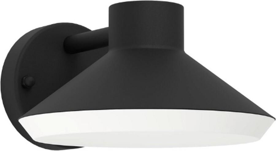 BOG Led Buitenlamp Ninnarella Wandlamp Met Downlight Indirect Warm Wit Licht Zwart Metaal En Wit Kunststof Waterdicht IP44 Voor Gevel Tuin En Terras