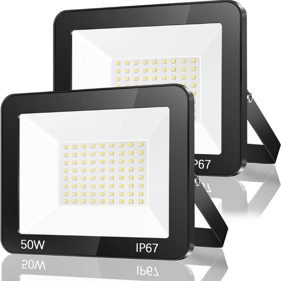 BOG LED Spot Voor Buiten 2 Stuks 50W 5000 Lumen IP67 Waterdichte Schijnwerpers 7000K Koudwit Licht Buitenverlichting Voor Tuin Garage Oprit Fabriek Energieklasse F