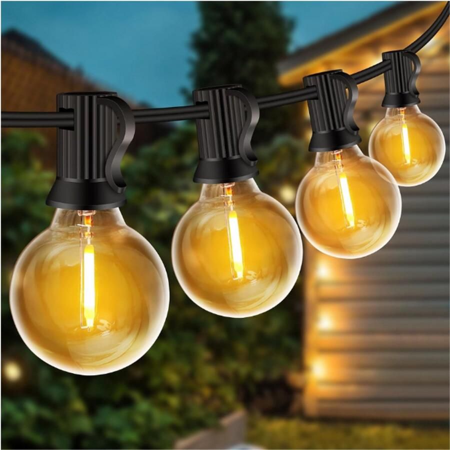 BOG Lichtsnoer Buiten 10M 20+2 G40 LED Lampen Warm Wit Waterdichte Lichtslinger Voor Tuin Terras Feest Bruiloft Binnen En Buiten